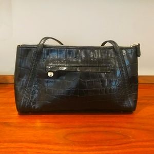 Monsac original black crocodile shoulder bag